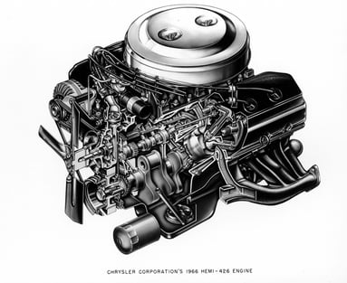 Chrysler Street Hemi 426ci engine, 1966.