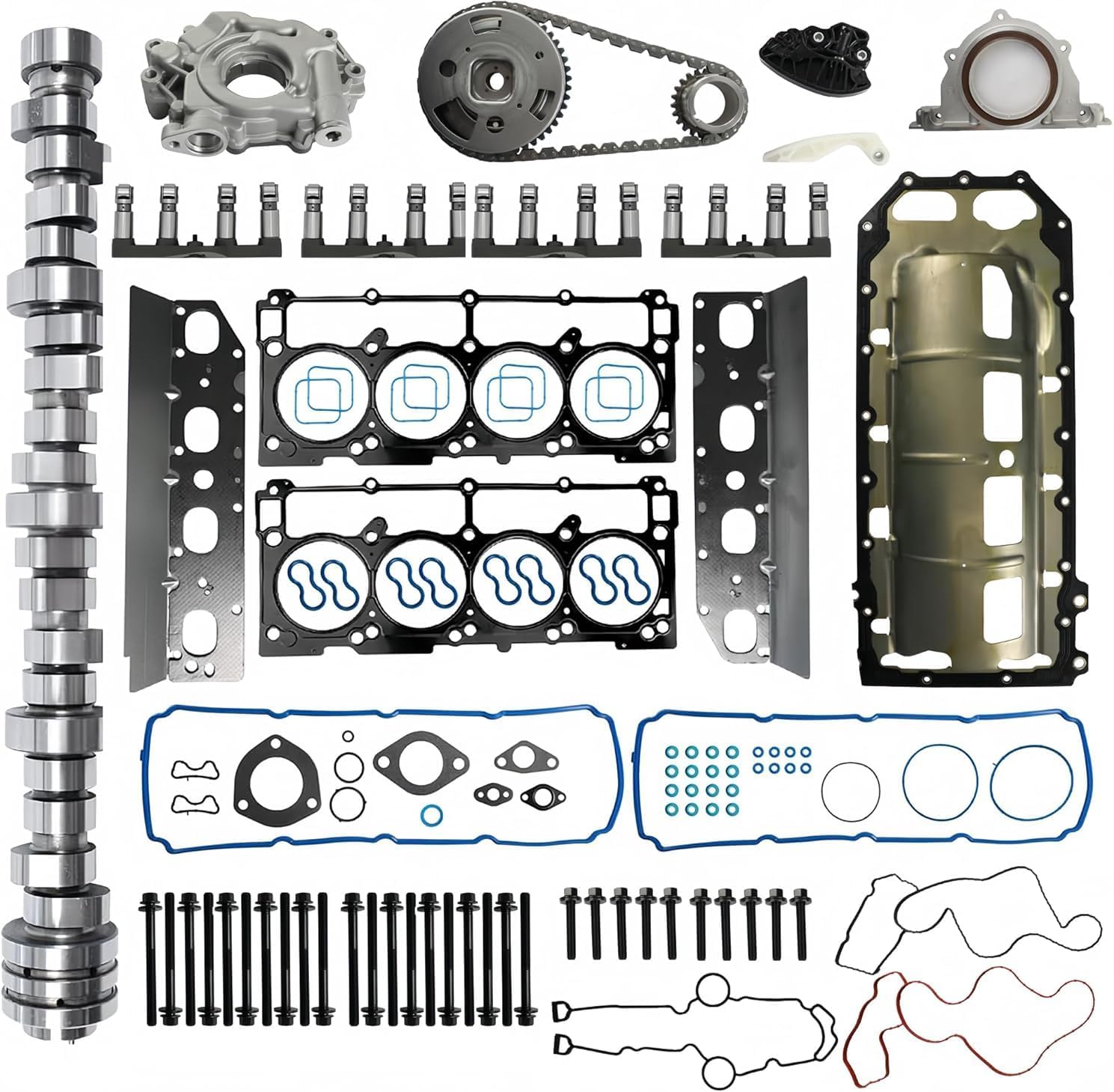 NON MDS HEMI 5.7 Camshaft Lifter Kit Oil Pump Timing Chain VVT Kit Head Gasket Bolts Set Fit For Chrysler 300 Dodge Challenger Charger Durango Ram 1500 Jeep Commander Grand Cherokee 5.7L V8 2009-2020